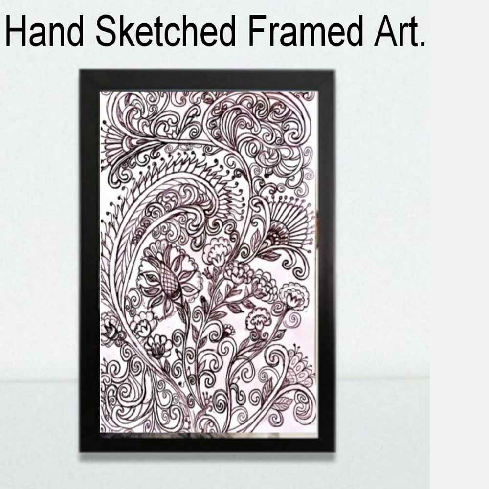 HAND SKETCHED FRAMED ART PIECE.  BEAUTIFUL AND DETAILED. ❤️